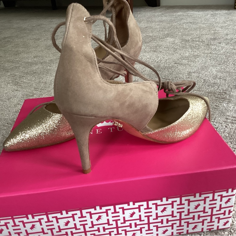 Elaine Turner ankle tie pumps. Dust bag and box